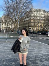 画像をギャラリービューアに読み込む, crew neck logo jacquard knit