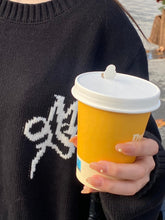 画像をギャラリービューアに読み込む, crew neck logo jacquard knit