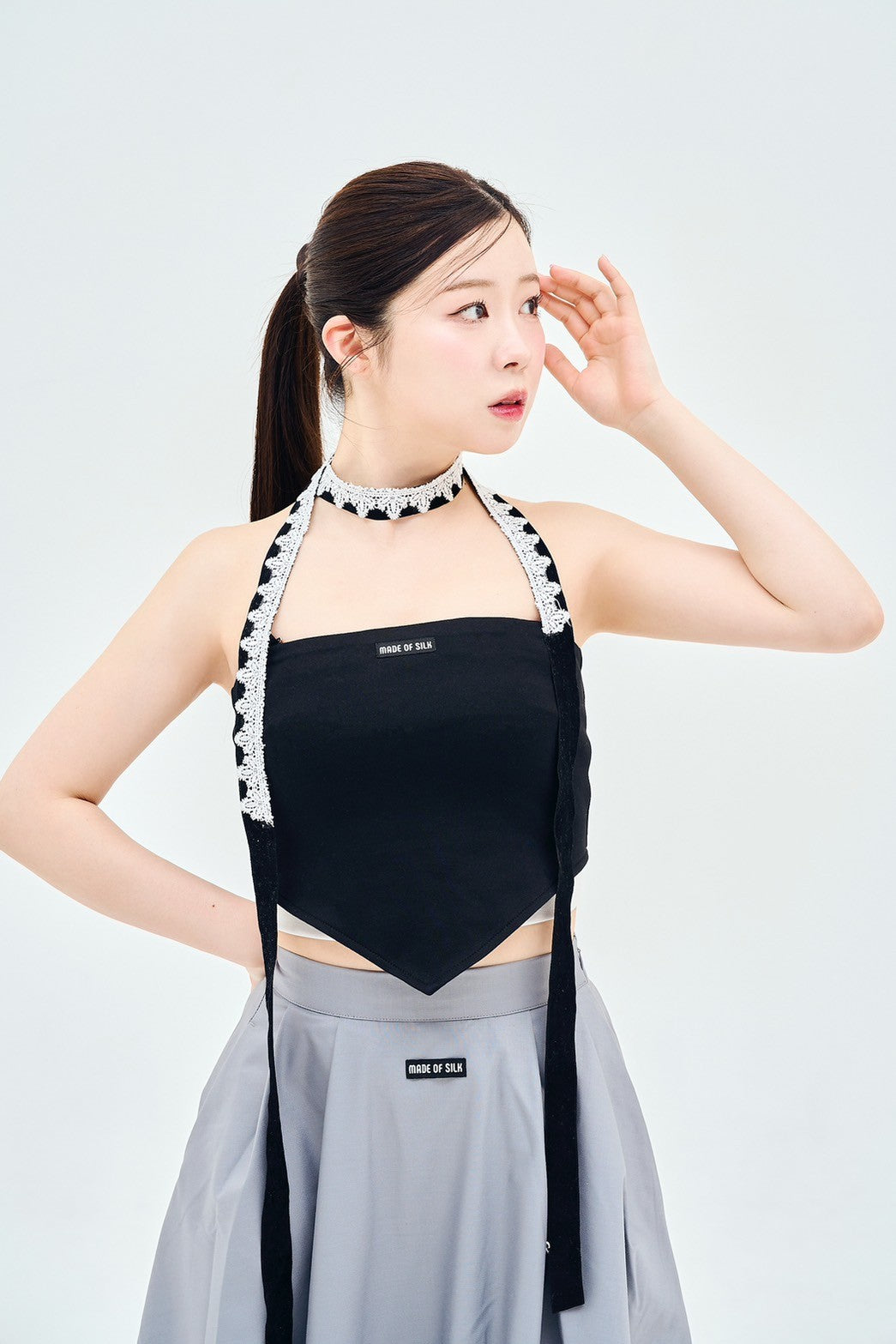 bandana hem top camisole – made of silk bandana hem top camisole – made of silk
