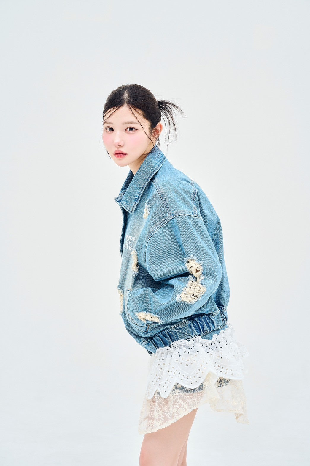 denim remake skirt – made of silk