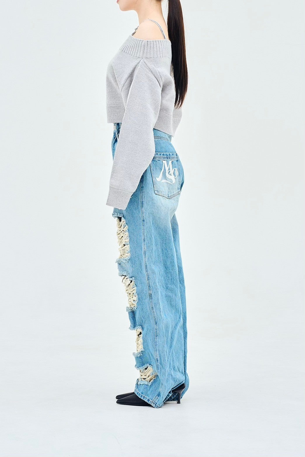 damage denim pants – made of silk damage denim pants – made of silk
