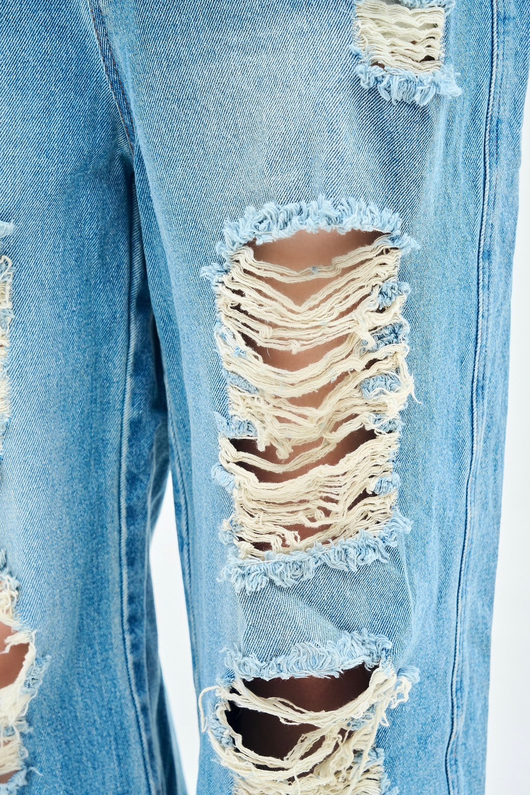 damage denim pants – made of silk